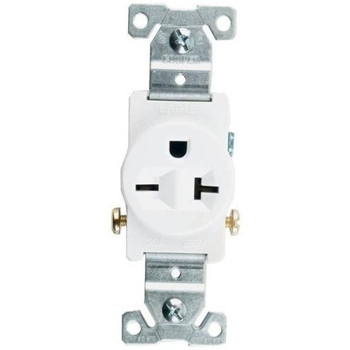 Eaton Cooper Wiring Devices 1876W Receptacle Single 20-Amp Grounding (NEMA 6-20R) - White