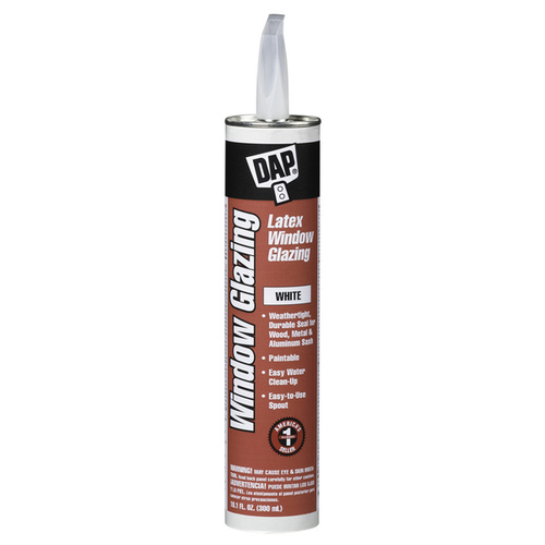 Latex Window Glazing, Paste, Slight, White, 10.1 fl-oz Cartridge