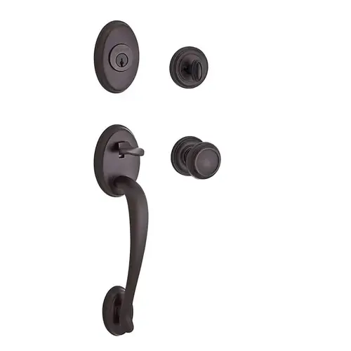 Single Cylinder Columbus Handleset Traditional Knob and Traditional Round Rose with 6AL Latch and Dual Strike Venetian Bronze Finish