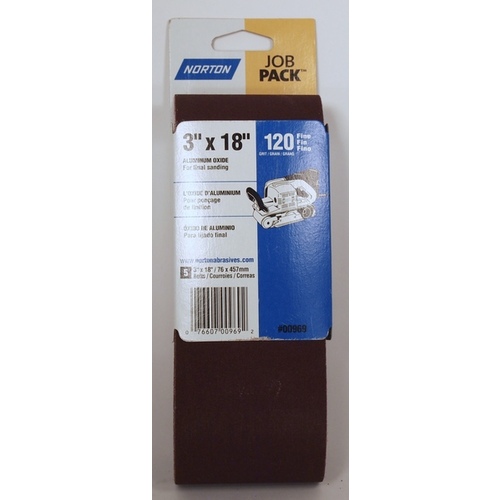 36 Grit Aluminum Oxide Portable Sanding Belt - 3 x 18 pack of 5