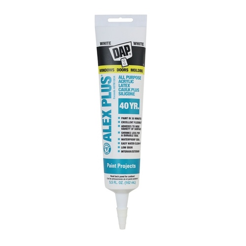 ALEX PLUS Acrylic Latex Caulk with Silicone, White, -20 to 180 deg F, 5.5 fl-oz Squeeze Tube - pack of 12