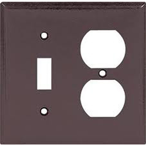 Combination Wallplate, 4-1/2 in L, 4-9/16 in W, 2 -Gang, Thermoset, Brown - pack of 10