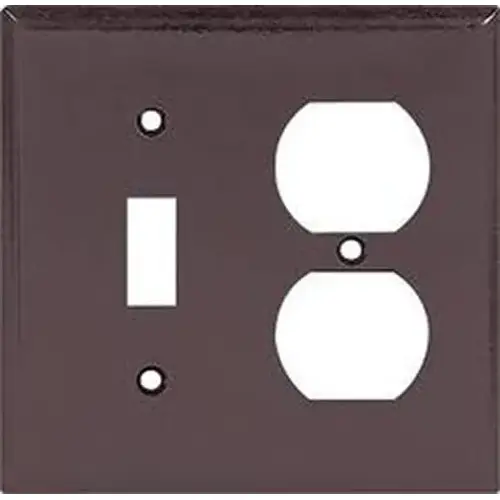 Combination Wallplate, 4-1/2 in L, 4-9/16 in W, 2 -Gang, Thermoset, Brown