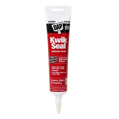 KWIK SEAL Adhesive Caulk, White, -20 to 150 deg F, 5.5 oz Tube