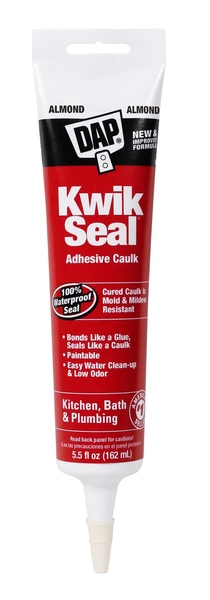 DAP 18001 KWIK SEAL Adhesive Caulk, White, -20 to 150 deg F, 5.5 oz Tube