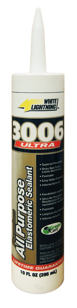 WHITE LIGHTNING PRODUCT WL0003006 Sealant All-Purpose Elastomeric 3006 Ultra White 10-oz