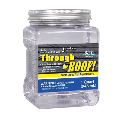 Through the Roof 14003 Cement and Patching Sealant, Clear, Liquid, 1 qt Container