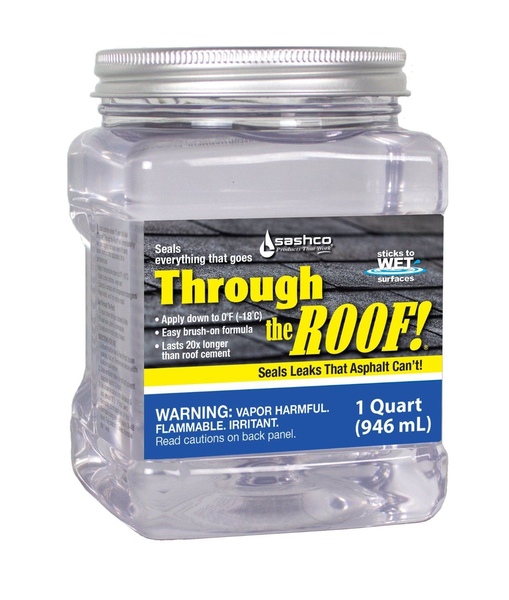 Through the Roof 14003 Cement and Patching Sealant, Clear, Liquid, 1 qt Container