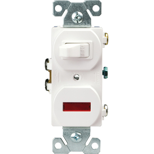 Toggle Switch with Pilot Light 15-Amp - White