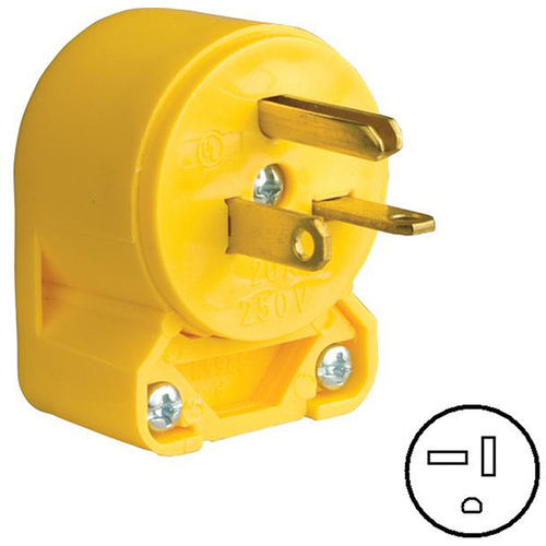 Electrical Plug, 2 -Pole, 20 A, 250 V, NEMA: NEMA 6-20, Yellow