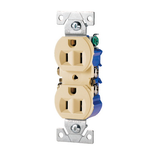 Duplex Receptacle, 2 -Pole, 15 A, 125 V, Push-in, Side Wiring, NEMA: 5-15R, Ivory