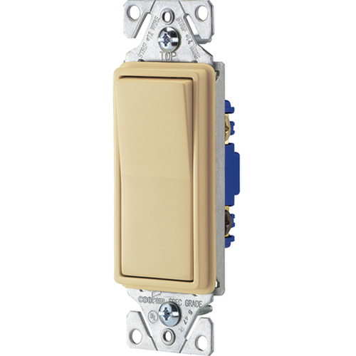 Decorator Rocker Switch 3-Way 15-Amp Grounding - Ivory