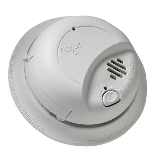 Smoke Alarm, 120 V, Ionization Sensor, 85 dB, White