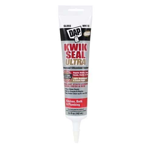 KWIK SEAL ULTRA Siliconized Sealant, White, 0 to 150 deg F, 5.5 oz Tube