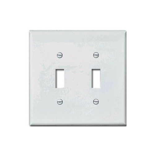 Toggle Switch Dual Wall Cover Plate 2-Gang Thermoset - White