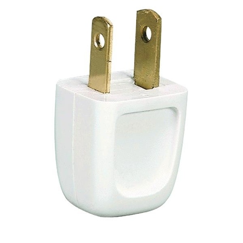 Electrical Plug, 2 -Pole, 10 A, 125 V, NEMA: NEMA 1-15R, White