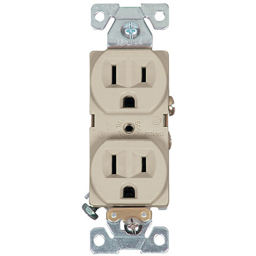 Eaton Cooper Wiring Devices CR15V-BOX Receptacle Duplex 15-Amp Grounding (NEMA 5-15R) Side Wired - Ivory