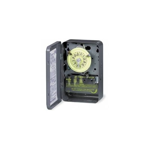 T100 Series 120-Volt 24-Hour Indoor/Outdoor Mechanical Timer Switch SPST, Gray Yellow, Gray