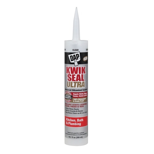 KWIK SEAL ULTRA Siliconized Sealant, Clear, 0 to 170 deg F, 10.1 oz Cartridge