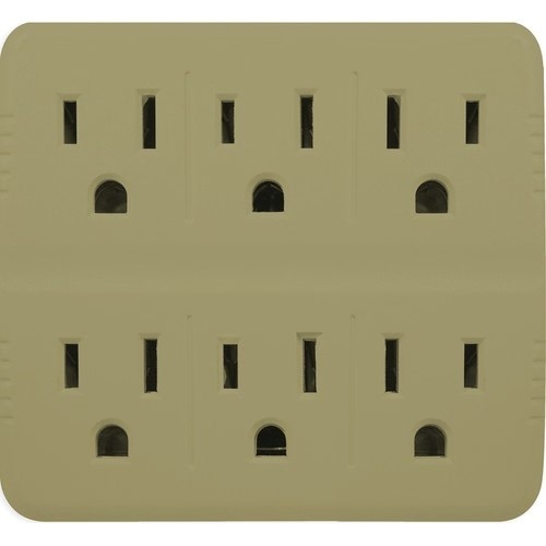 Adapter 6-Outlet 15-Amp Grounding (NEMA 5-15) - Tan