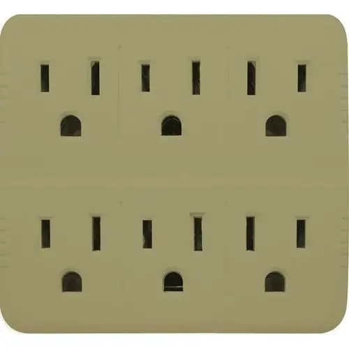 Adapter 6-Outlet 15-Amp Grounding (NEMA 5-15) - Tan