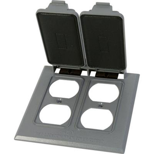 Greenfield C2DR2PS Outlet Box Cover 2-Gang 2-Duplex - Gray