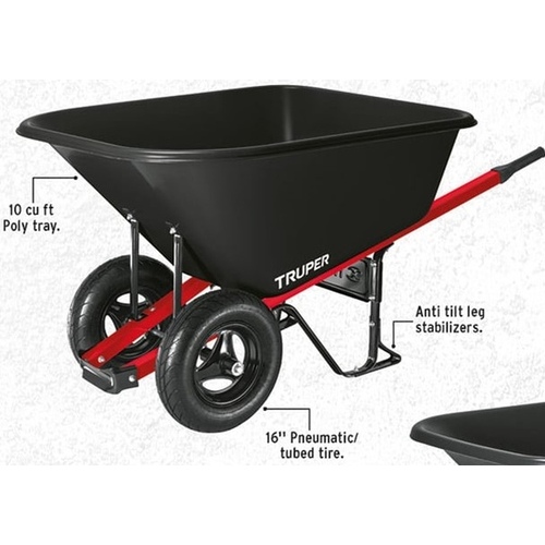 10 Cu. Ft. Poly Wheelbarrow with Steel Handles Black