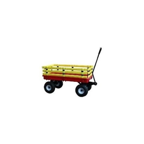 Millside Industries 04818 20X38 RED PLASTIC DECK WAGON 04818 4X10 TIRE, YELLOW RAILS