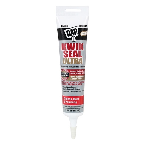 KWIK SEAL ULTRA Siliconized Sealant, Biscuit, 0 to 150 deg F, 5.5 oz Tube