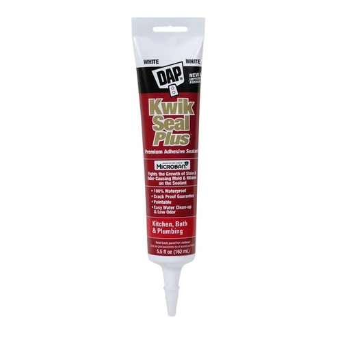 DAP 18872 Adhesive Sealant, White, 24 hr Curing, -20 to 180 deg F, 5.5 oz Tube