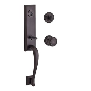 Single Cylinder Del Mar Handleset Traditional Knob and Traditional Round Rose with 6AL Latch and Dual Strike Venetian Bronze Finish