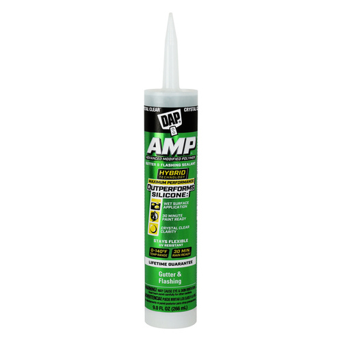 AMP Gutter and Flashing Sealant, Clear, Paste, 9 oz