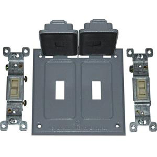 Greenfield K2T1P Switch Cover 2-Gang with 2 Single-Pole Switches - Gray