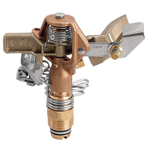 WaterMaster Impact Sprinkler with Single Nozzle, 1/2 in Connection, 20 to 40 ft, Brass Gold