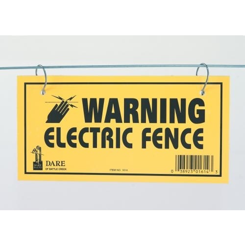 Electric Fence Warning Sign, Yellow & Black Laminated Vinyl, 4 x 8 In - pack of 3