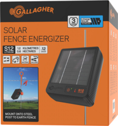 Gallagher G349414 Fence Energizer S12 Solar-Powered 4 mi. Black Black