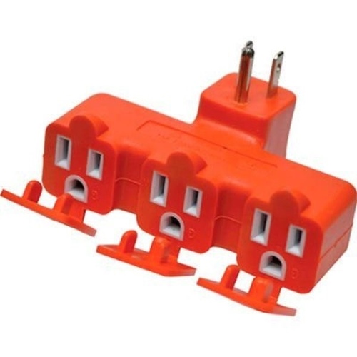 GoGreen Power GG-03431OR Tap 3-Outlet Grounding Heavy Duty (NEMA 5-15) - Orange