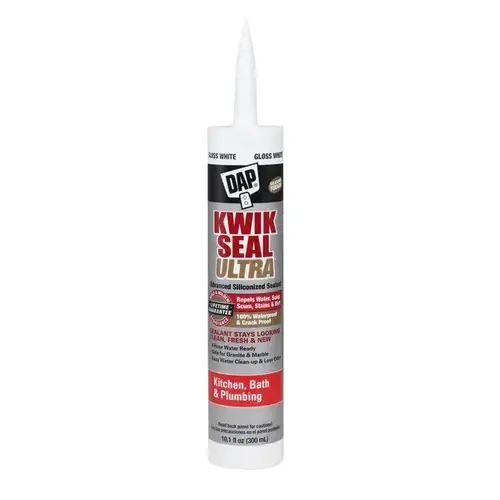 KWIK SEAL ULTRA Siliconized Sealant, White, 0 to 150 deg F, 10.1 oz Cartridge