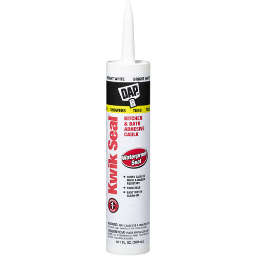 KWIK SEAL Adhesive Caulk, White, -20 to 150 deg F, 10.1 oz Cartridge