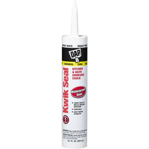 KWIK SEAL Adhesive Caulk, White, -20 to 150 deg F, 10.1 oz Cartridge - pack of 12