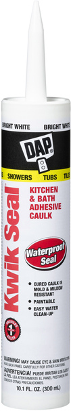 DAP 18032 KWIK SEAL Adhesive Caulk, White, -20 to 150 deg F, 10.1 oz Cartridge