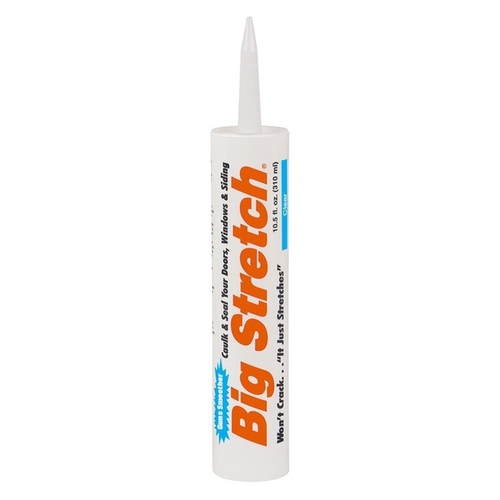 Big Stretch 10006 Acrylic Caulk, Clear, -30 to 250 deg F, 10.5 oz Cartridge