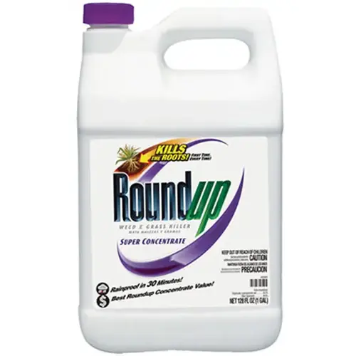 Roundup 5004215 Super Concentrated Weed and Grass Killer, Liquid, Spray Application, 1 gal Bottle Amber/Yellow