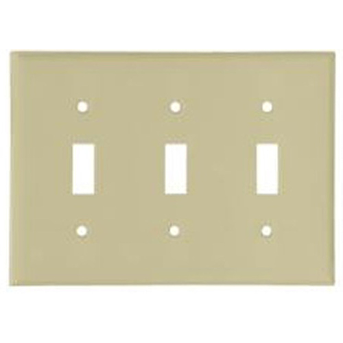 Wallplate, 4-1/2 in L, 6.37 in W, 3 -Gang, Thermoset, Ivory, High-Gloss