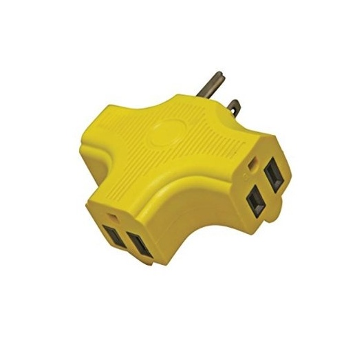 Voltec Power and Lighting 04-00087 Voltec 04-00087 3-Outlet Adapter - Yellow, Case of 25