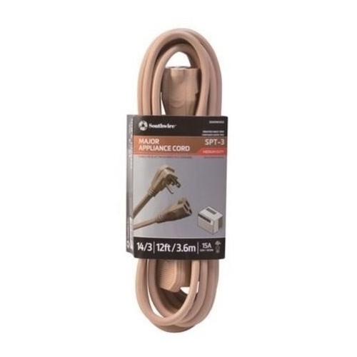 Coleman Cable 03532-33-23 6 Ft. 14/3 Air Conditioner Grey Extension Cord Beige