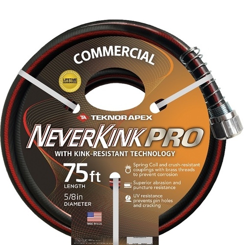 Teknor Apex 8844-75 Garden Hose NeverKink Pro 5/8" D X 75 ft. L Heavy Duty Contractor Grade Black Black