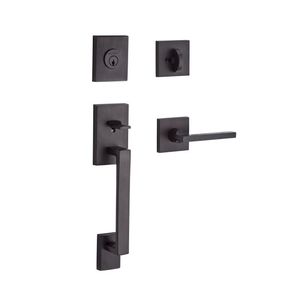 Single Cylinder La Jolla Handleset Square Lever Contemporary Square Rose with 6AL Latch and Dual Strike Venetian Bronze Finish