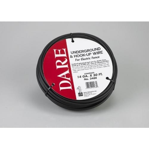 Underground & Hook-Up Wire For Electric Fence, Polyethylene Over Steel, 20,000-Volt, 50 Ft. Black