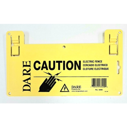 Dare Products 3400 Electric Fence Warning Sign, Yellow, 5 1/2 x 9-In.